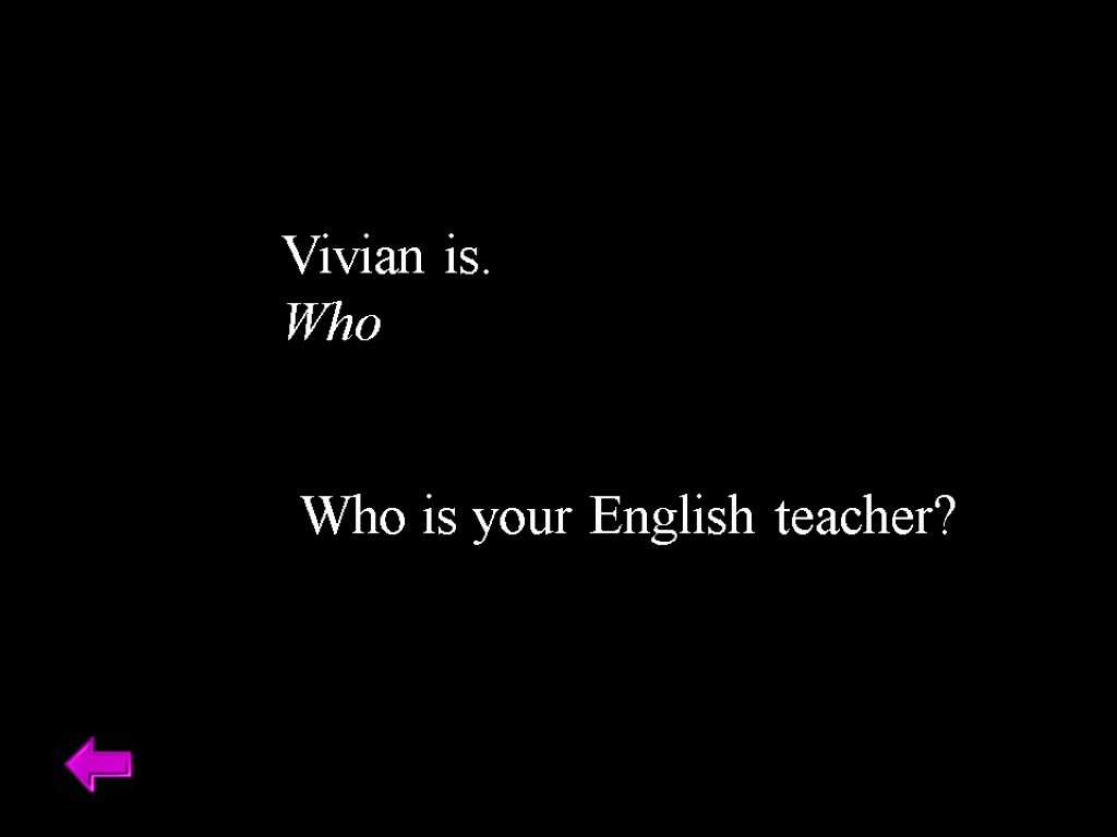 Vivian is. Who Who is your English teacher?